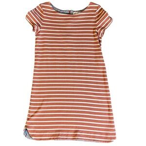 LOFT 100% Cotton Clay Orange-Brown + White Stripe Drop Waist Dress XS